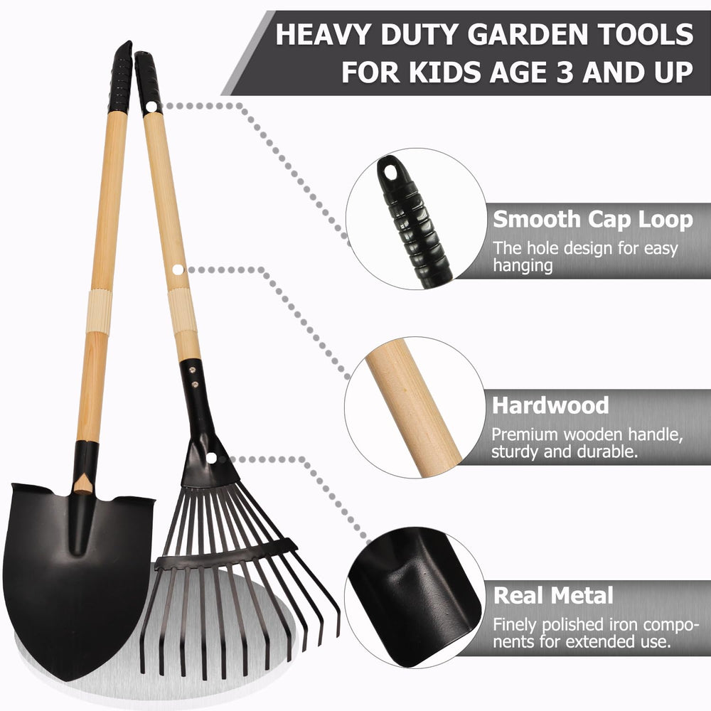 CHEERBANK kids long rake for leaves, quick cleanup and play.