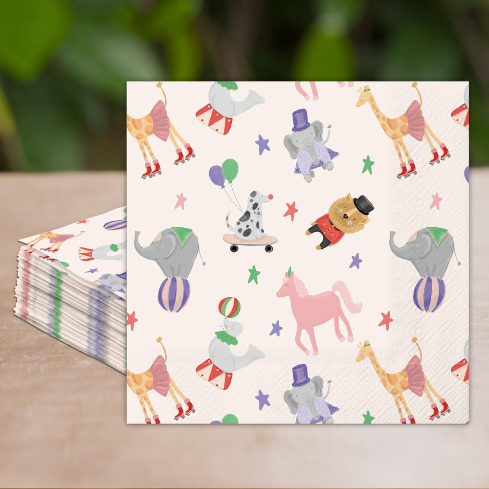 Cheerland Circus Napkins 13 inch unfolded size for table setting and mess control