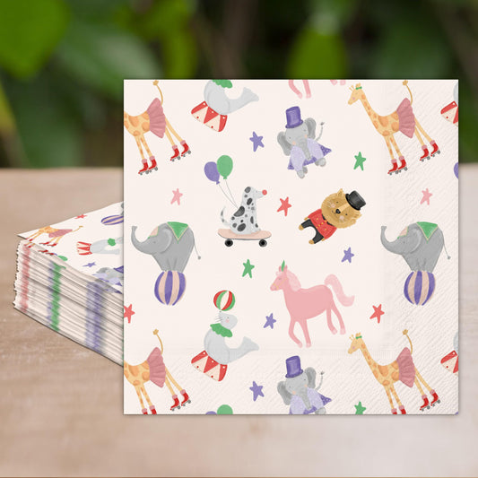 Cheerland Circus Napkins 13 inch unfolded size for table setting and mess control