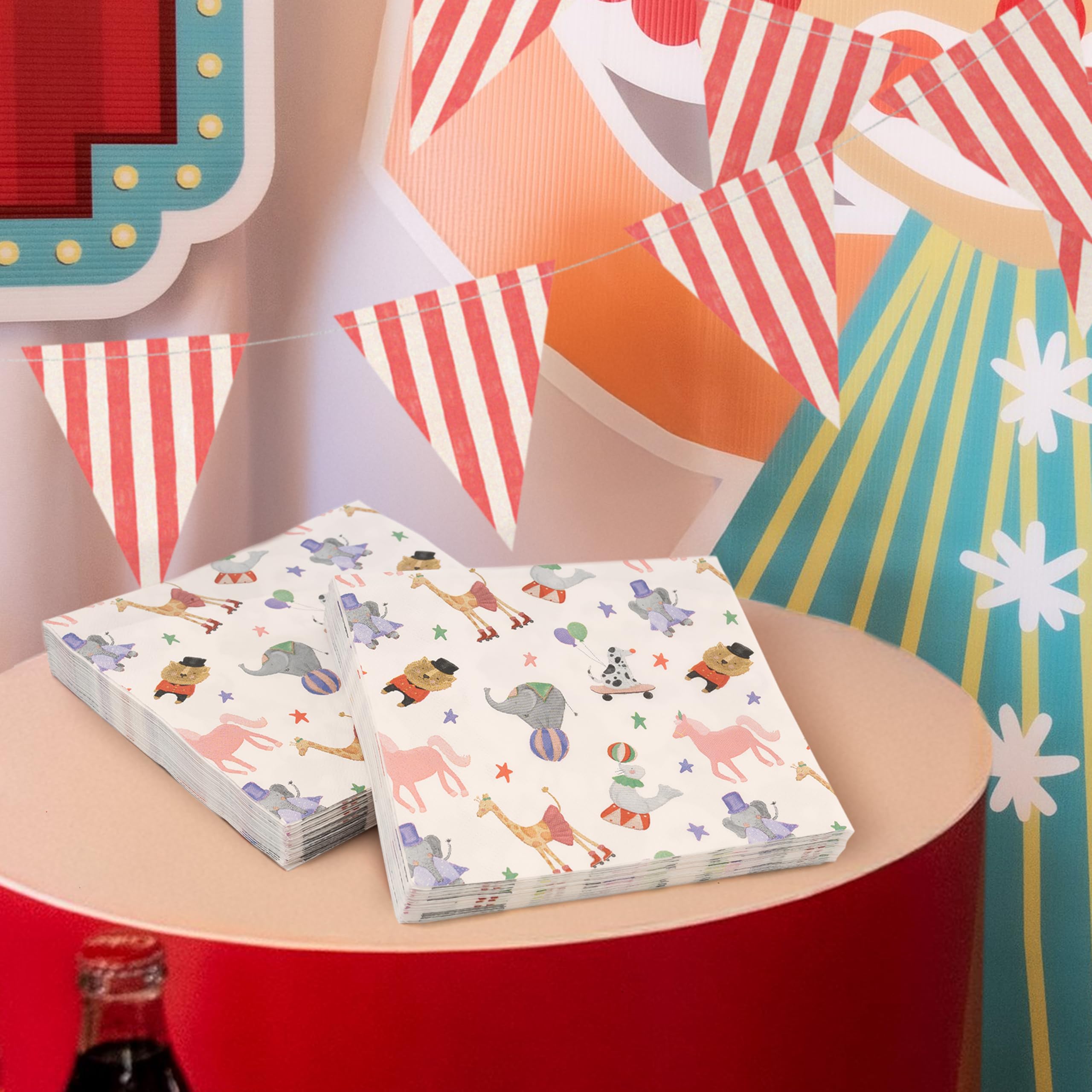 Cheerland Circus Napkins with colorful carnival pattern to match decor