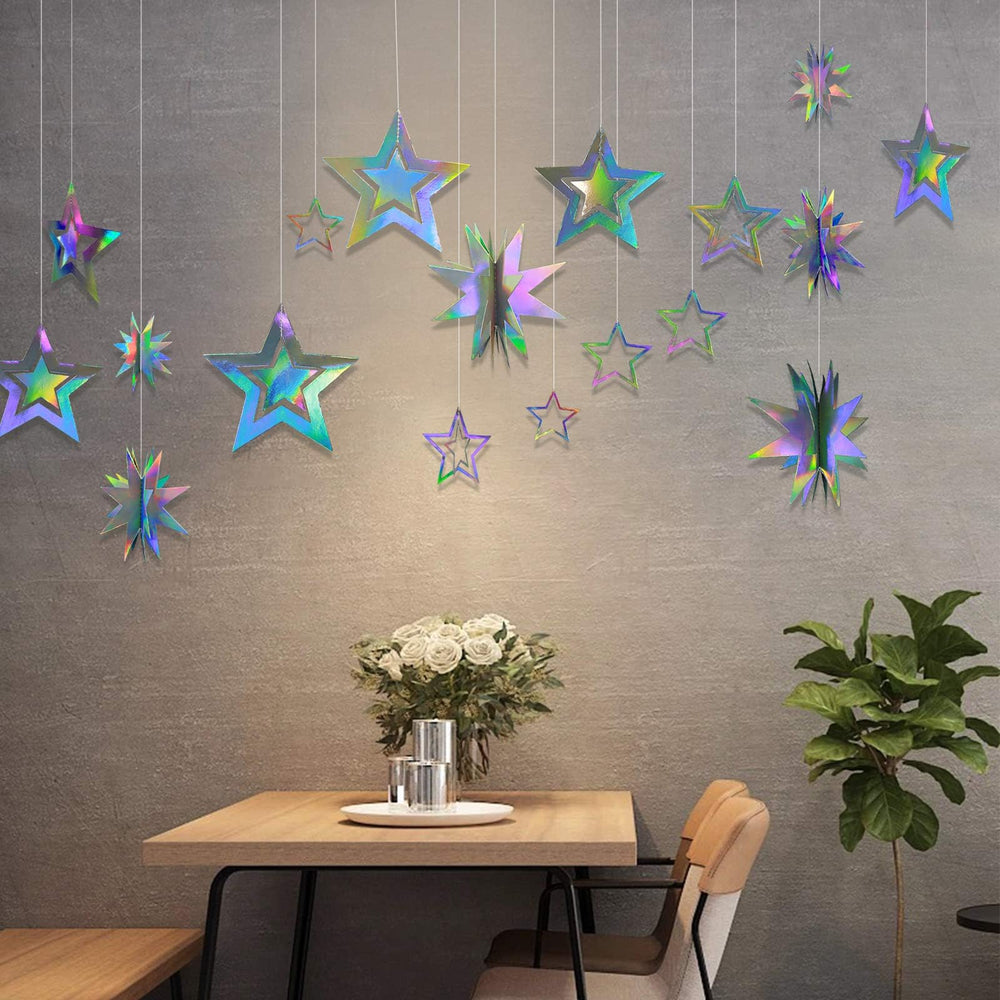 Cheerland iridescent star garland ceiling decor for birthdays
