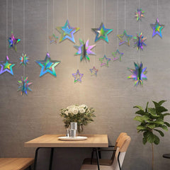 Cheerland iridescent star garland ceiling decor for birthdays