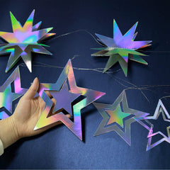 Cheerland iridescent star garland hanging setup easy to install