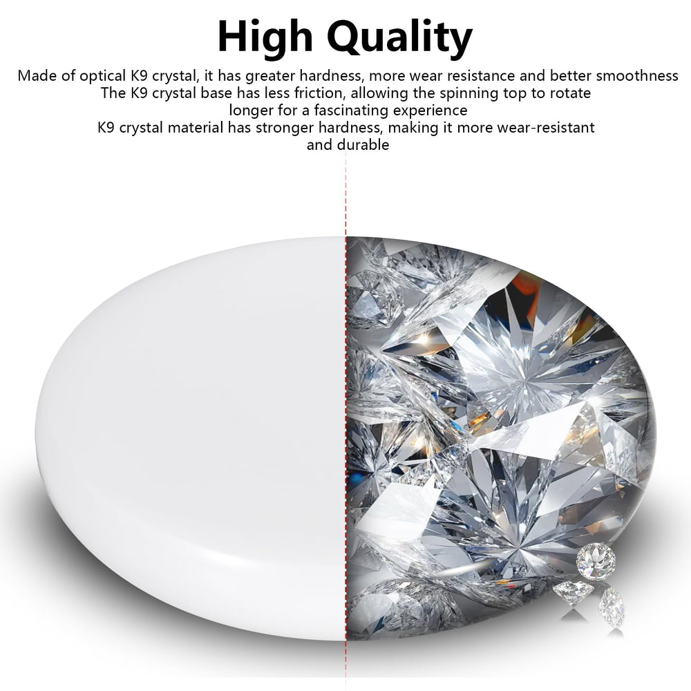 CHEETOP Optical Glass Spinning Top Base reveals extended rotation time due to low friction polish.