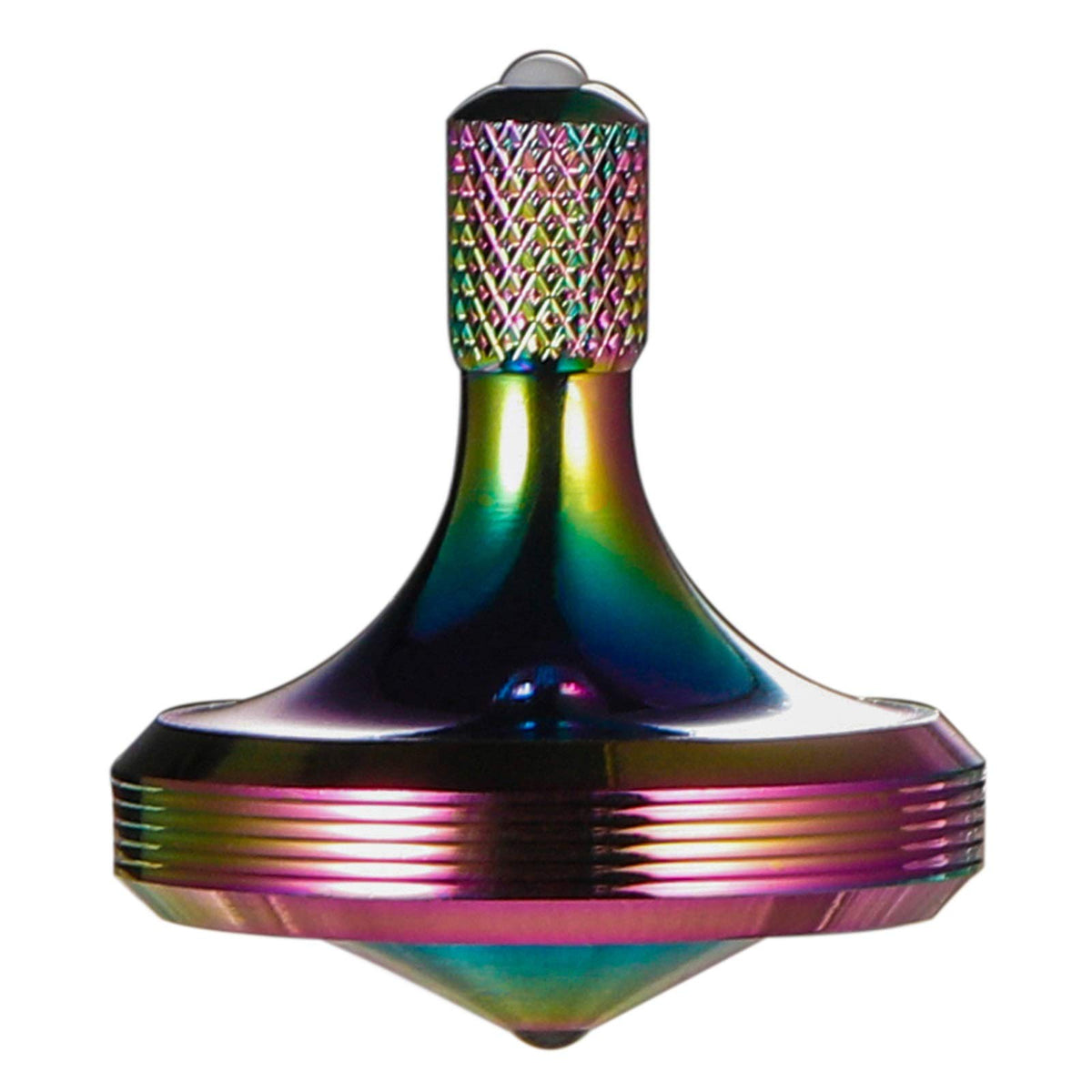 CHEETOP spinning top side view highlights precise balance and stainless steel