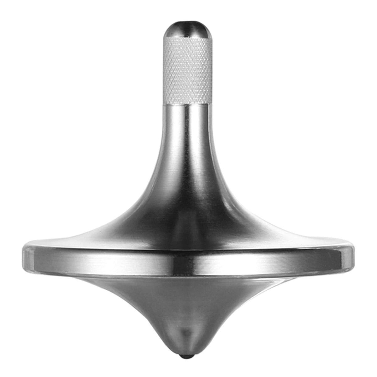 CHEETOP stainless steel spinning top on crystal base showing precise balance