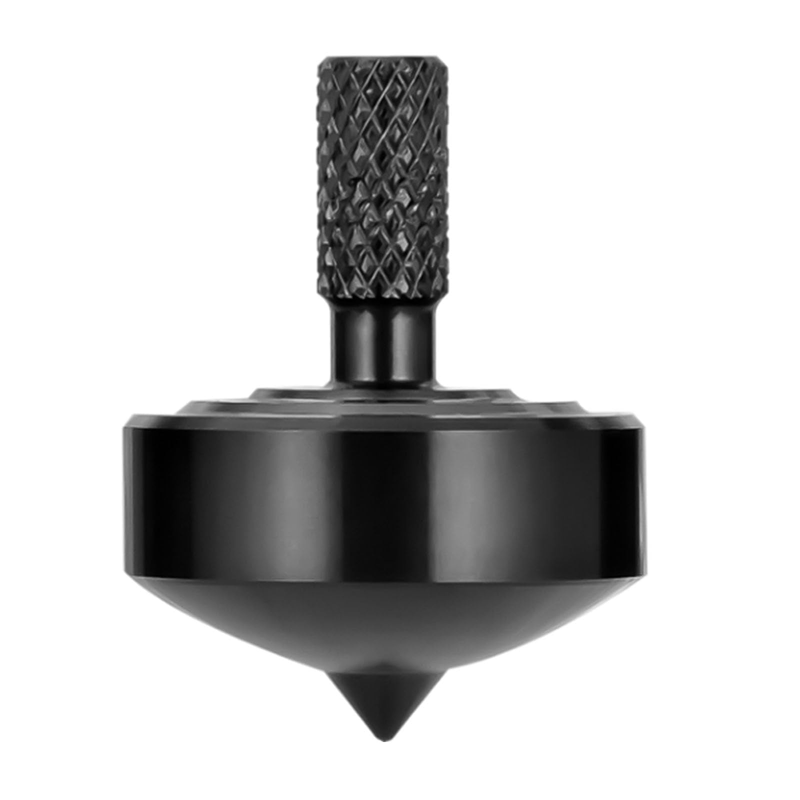 CHEETOP stainless steel spinning top front view with knurled grip, ideal for desk play.