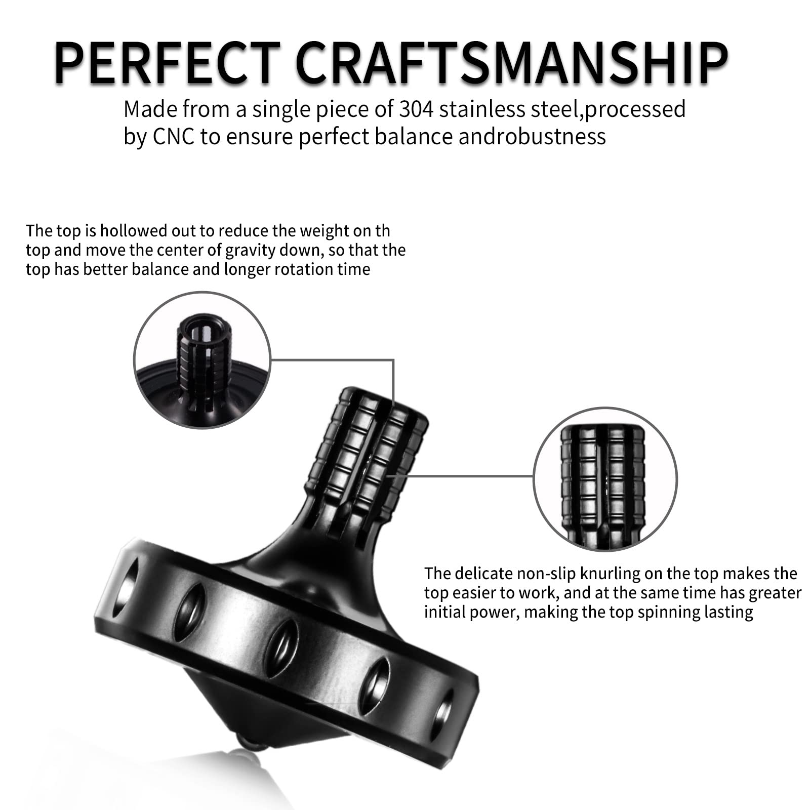 CHEETOP top closeup highlights CNC precision and solid construction for steady spins.