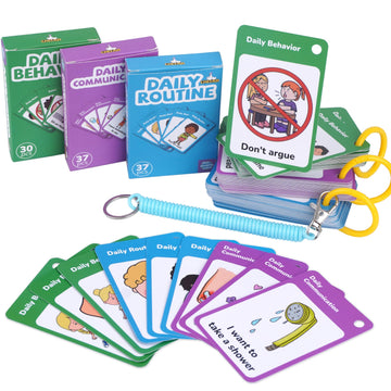CHEFAN autism communication cards 110 pcs laid out for visual learning daily practice.