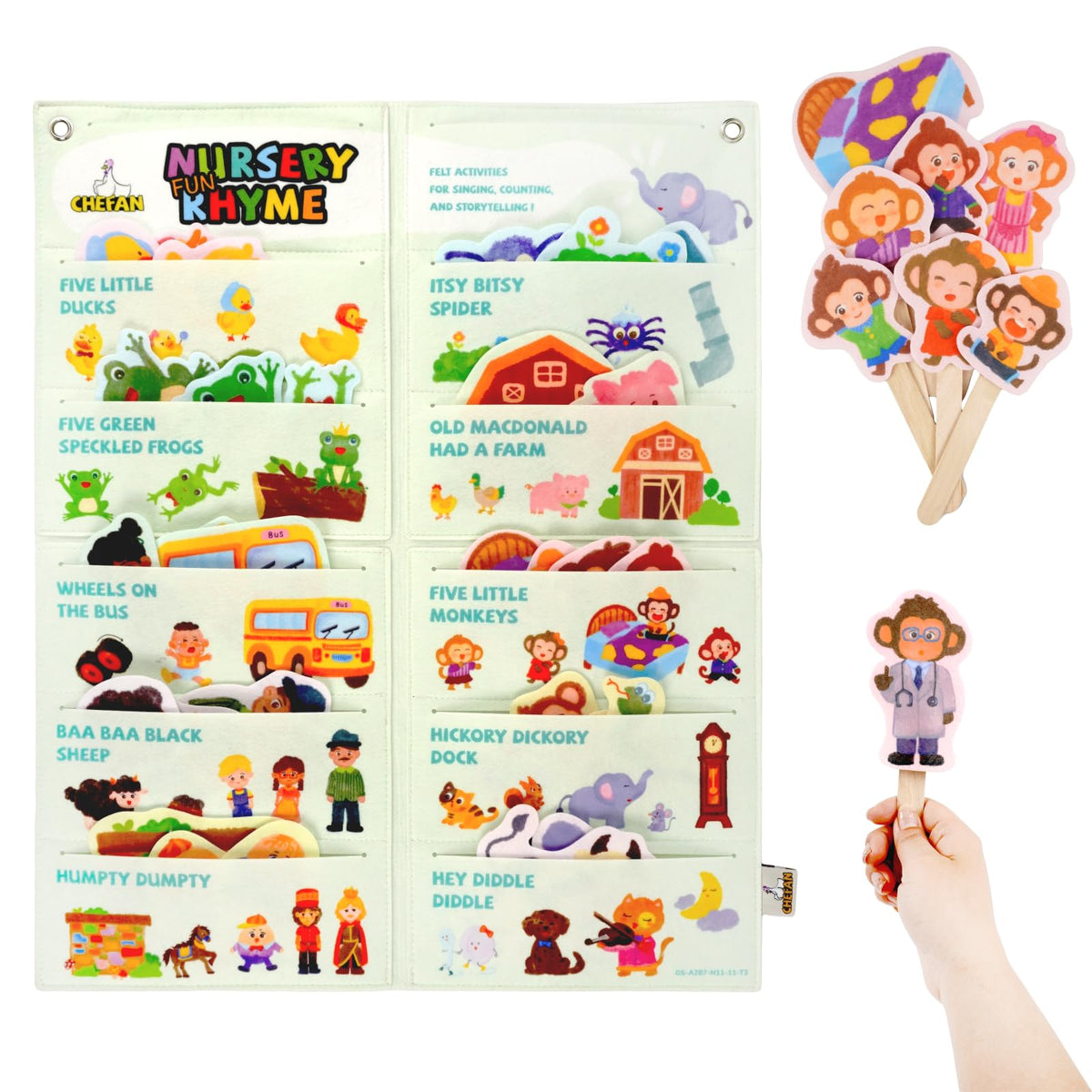 CHEFAN Itsy Bitsy Spider felt pieces for interactive storytelling and early literacy