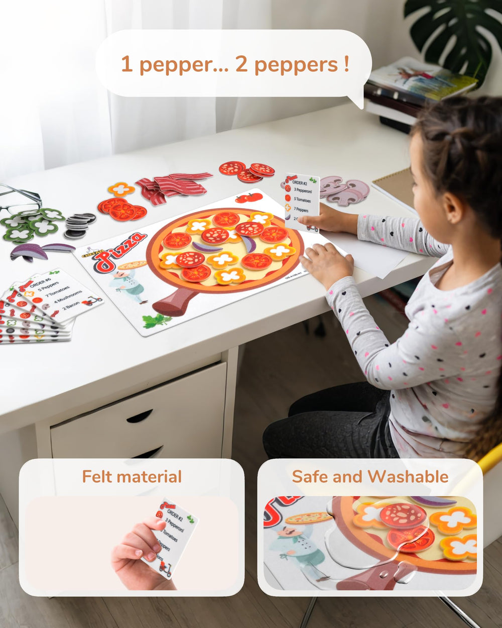 CHEFAN Pizza Counting Toddler Toys ingredients spread aids color and shape recognition