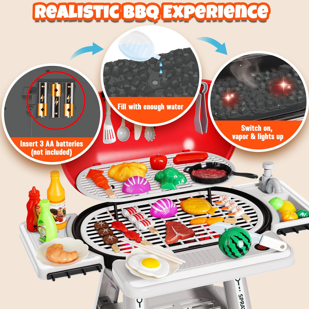 Cheffun Kids Grill Playset included utensils and foods boost role-play realism.