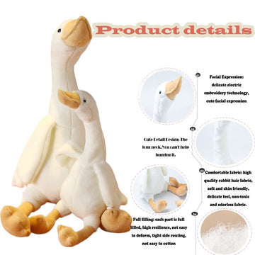 CHELEI2019 goose plush face closeup: expressive eyes and smooth fabric for a friendly look.