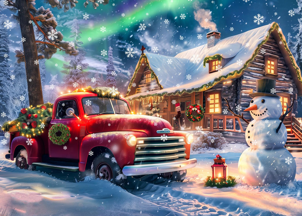 CHengQiSM Aurora Cabin puzzle for adults, cozy winter scene to unwind.