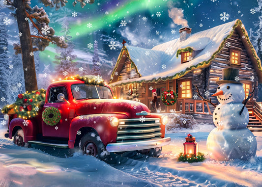 CHengQiSM Aurora Cabin puzzle for adults, cozy winter scene to unwind.