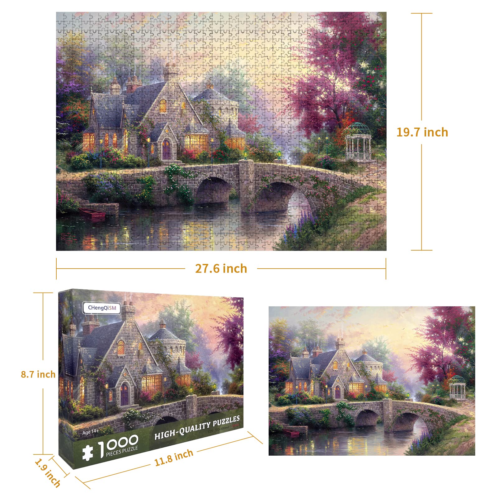 CHengQiSM 1000-piece puzzle with crisp colors, supports focused solo sessions.
