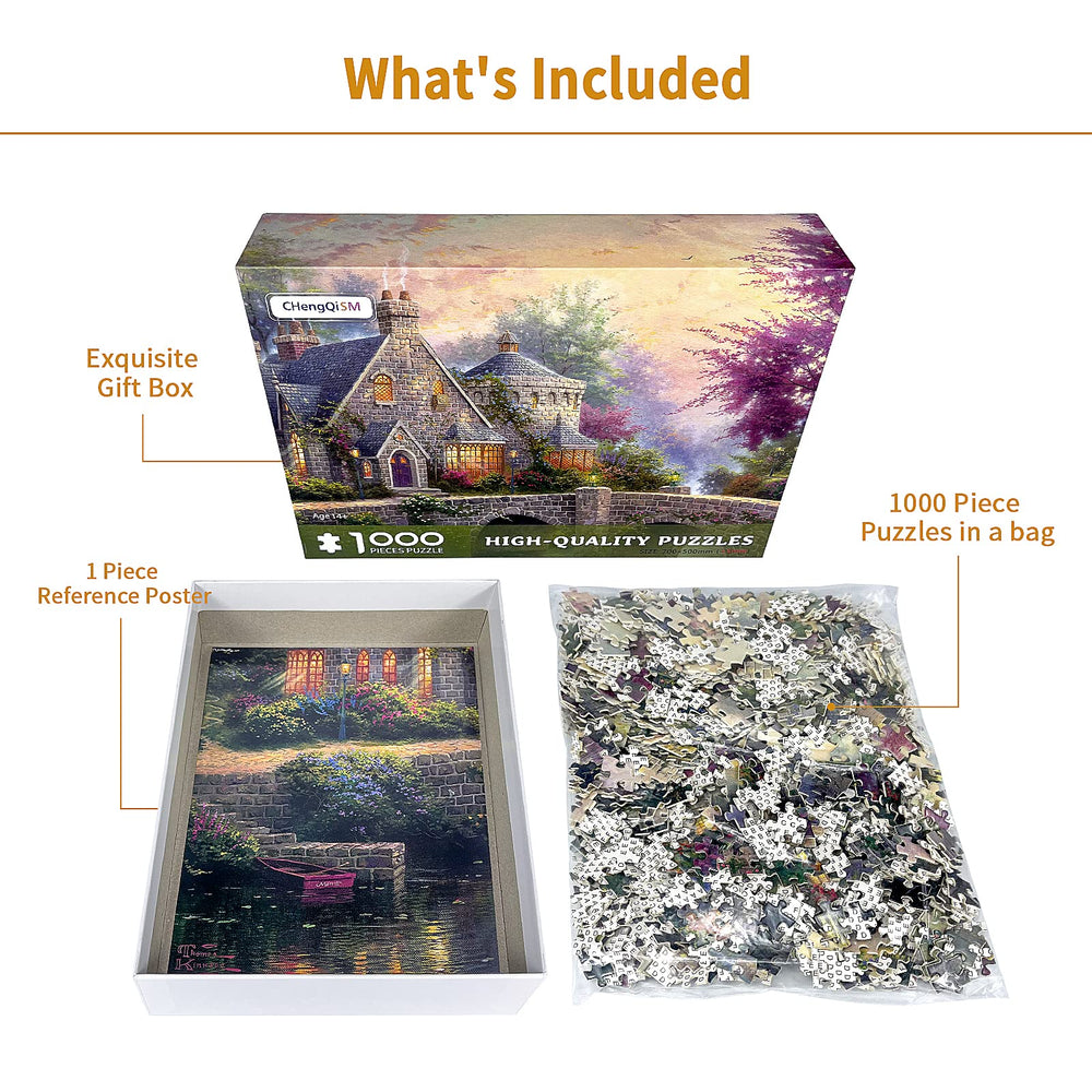 CHengQiSM spring landscape puzzle, bridge view, enhances relaxation and focus.