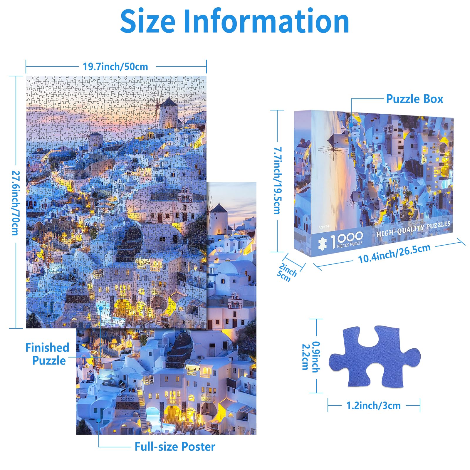 CHengQiSM Santorini blue-domed churches captures bright details for satisfying assembly.