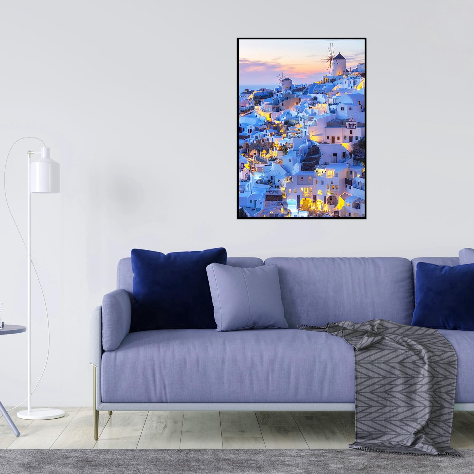 CHengQiSM Santorini image of sunset lights inspires cozy room ambiance.
