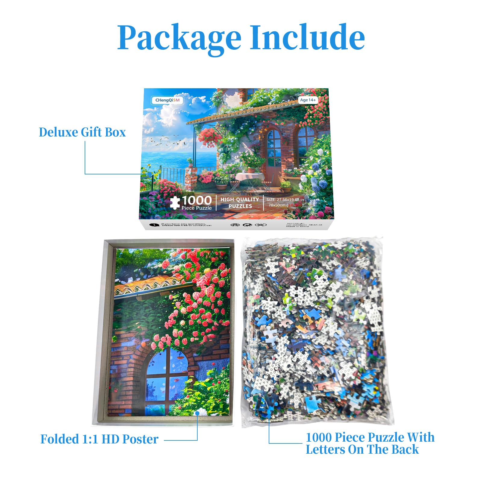 Relaxing adult solving Seaview Cottage puzzle for mindful downtime