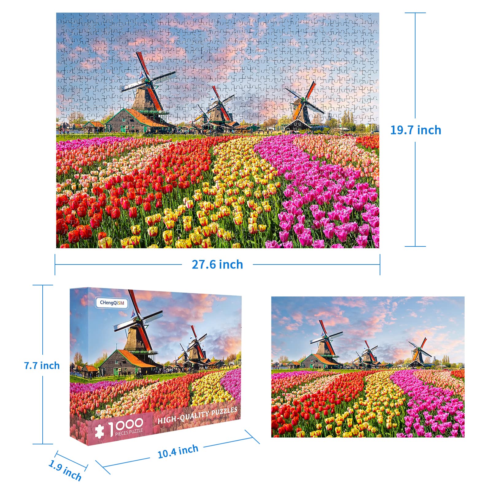CHengQiSM Tulips Flowers Holland puzzle, vibrant petals for focused solving