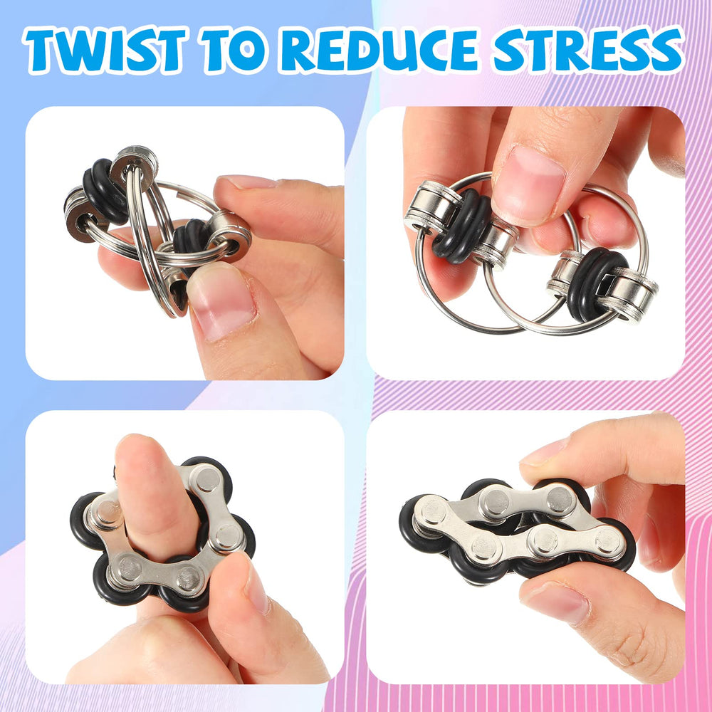 CHENGU bike chain fidget toy black with six rollers improving finger dexterity