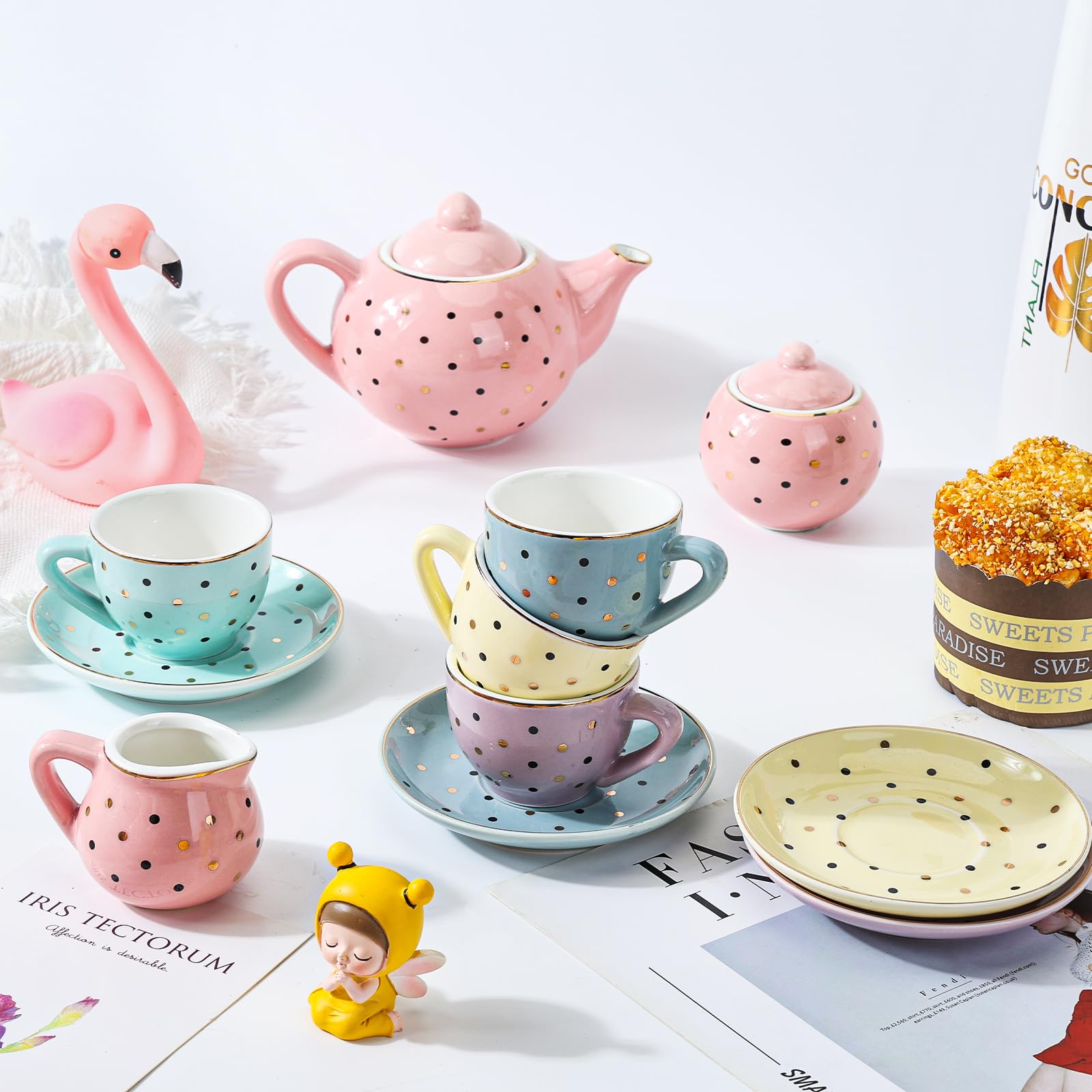 CHENP.HMC porcelain saucers for imaginative tea service.