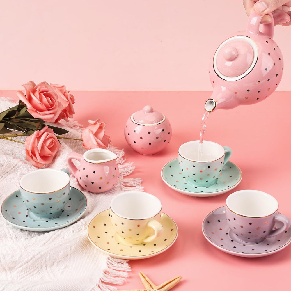 CHENP.HMC polka-dots teacups for colorful play sessions.