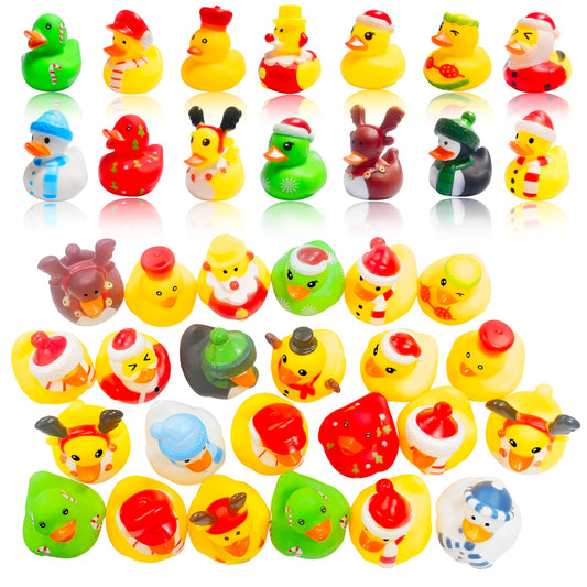 Cherislpy Christmas rubber duck snowman enhances bath play with winter charm.