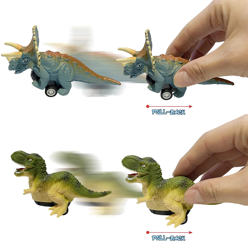 Cherislpy dinosaur eggs with pull-back cars inside offer delightful surprises.