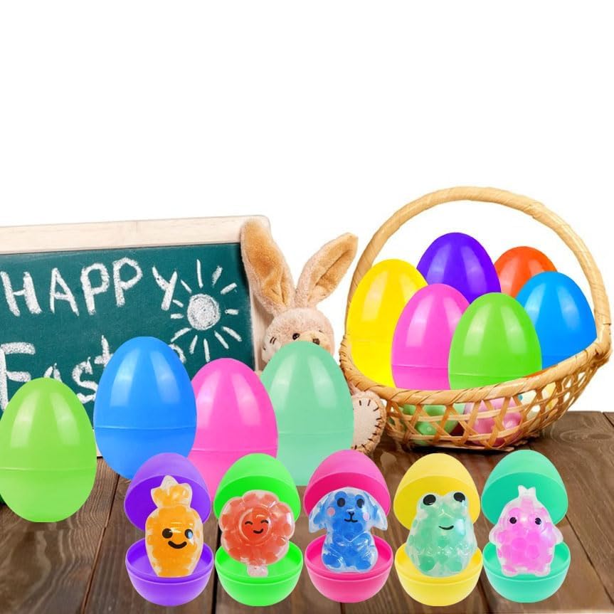 Cherislpy Easter eggs filled with squishy toys ideal for party favors.