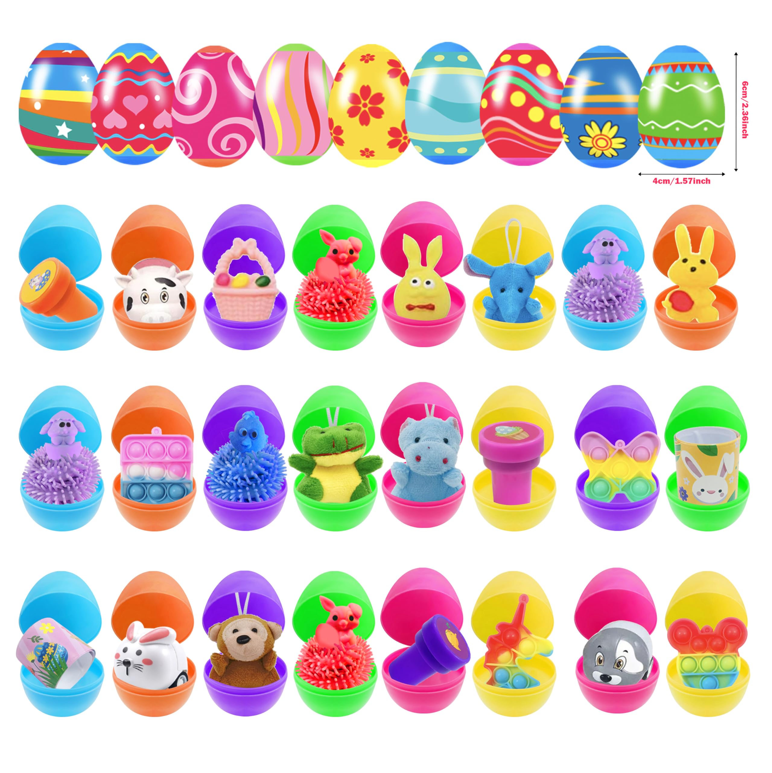 Cherislpy eggs show animal plush toys for soft, tactile play.