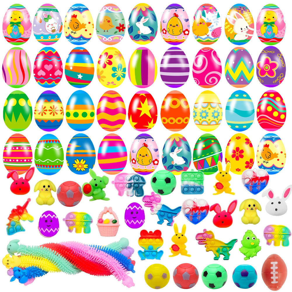 Cherislpy 36-pack Easter eggs with toys for bright Easter baskets.