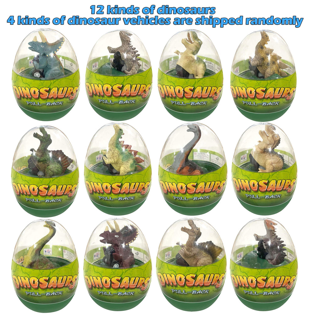 Cherislpy egg with dinosaur pull-back car for small hands and easy grip.