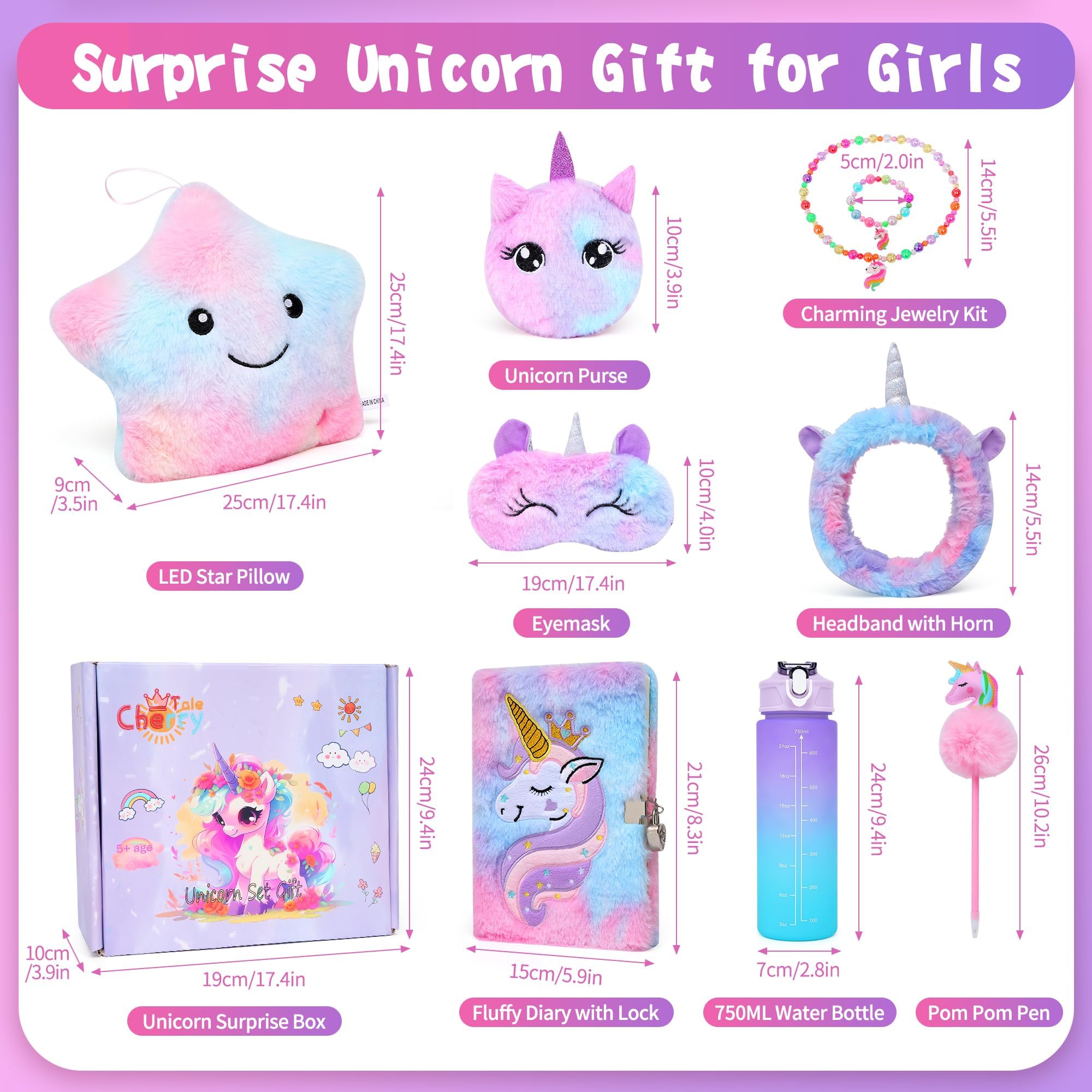 Cherry Tale unicorn water bottle ideal for hydration during adventures.
