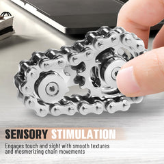 CHESLICR compact bike-chain fidget fits in hand for portability