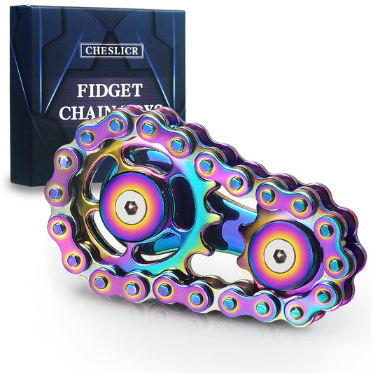 CHESLICR fidget toy bike chain assembly close-up for tactile creativity and DIY fun
