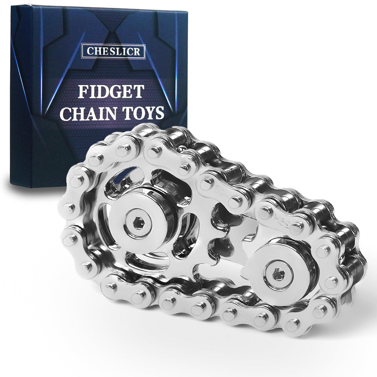 CHESLICR metal fidget spinners in bike-chain design for focus and calm