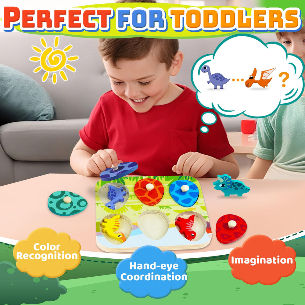 CHESLICR dinosaur puzzle is a Montessori inspired toy for curious toddlers.