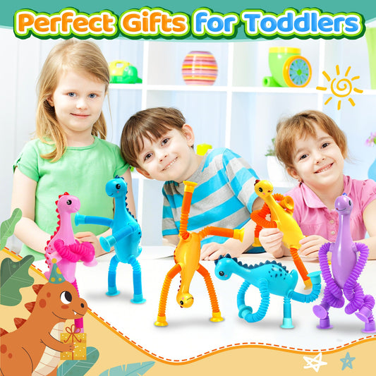CHESLICR pop-tube dinosaur assembly fosters dynamic play and sensory exploration