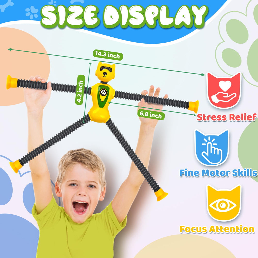 CHESLICR suction cup tubes stretched on a surface calm kids and support motor play.