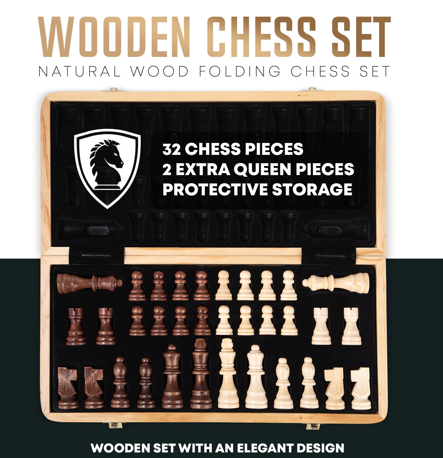 Chess Armory extra queen pieces included for flexible setups.