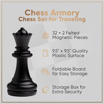 Chess Armory folding board with storage box keeps pieces organized