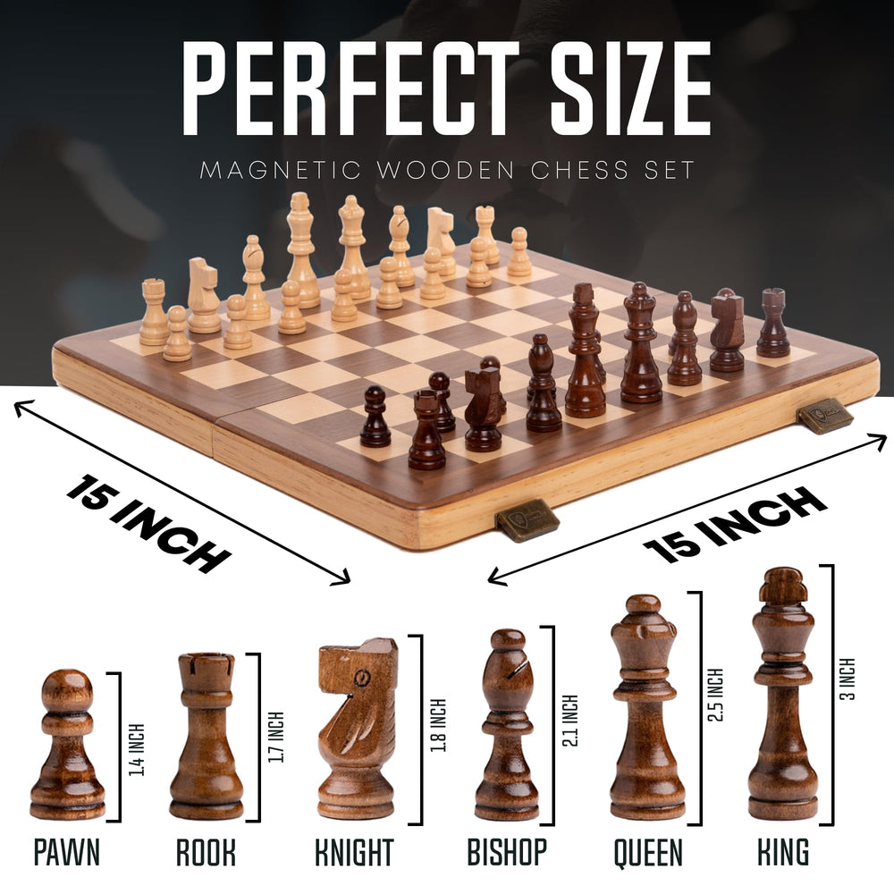 Chess Armory handcrafted Staunton pieces with felted bases protect the board surface.