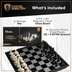 Chess Armory Staunton pieces with felted bottoms protect the board during travel and play