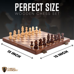 Chess Armory storage box keeps pieces secure during travel.