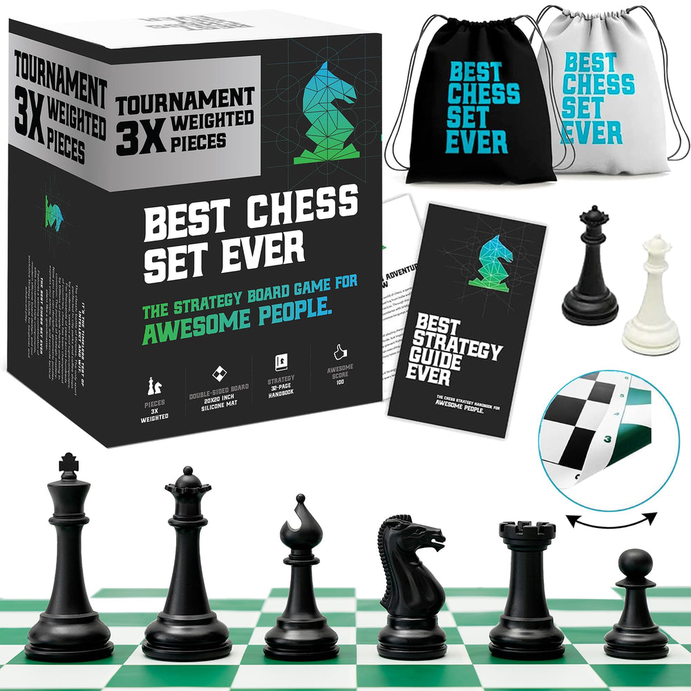 Chess Geeks Best Chess Set Ever roll-up board ready for travel use.