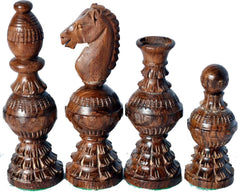 ChessBazar Globe Design 5-Inch King pieces detail with fine carving
