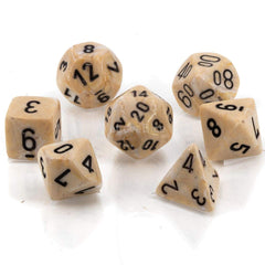 Chessex dice marble ivory black set top view shows uniform size and clear numbers for easy reading.
