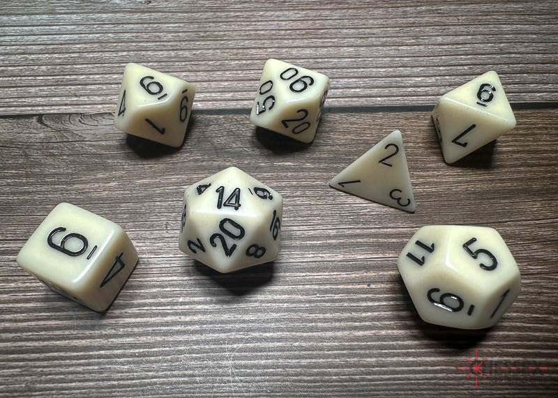 Chessex multicolor dice faces detail showing contrast and readability.